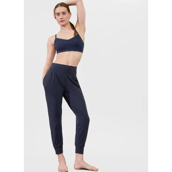 Athleta Jogger Pants Womens Blue Salutation Powervita High Rise Yoga Sz L Jogger - Picture 1 of 9